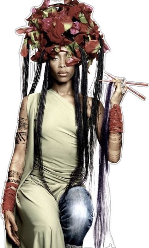 Erykah Badu Erykah Badu, Layered Haircuts, A Woman, Hairstyles, On Twitter, Twitter, Flowers, Hair, Black