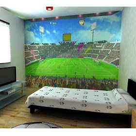 Soccer Kids Room, Boys Soccer Bedroom, Boys Football Bedroom, Contemporary Kids Bedroom, Little Boys Bedroom, Soccer Bedroom, Soccer Decor, Soccer Room, Football Bedroom