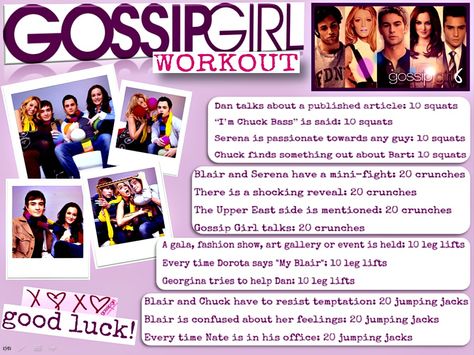 gossip girl workout! Gossip Girl Workout, Tv Workout, Tv Show Workouts, Exercise Games, Movie Workouts, All Over Body Workout, Tv Workouts, Girl Workout, Workout Time