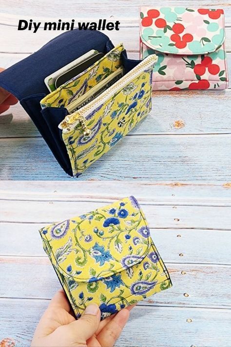 Coin And Card Wallet Diy, Diy Mini Wallet, Small Wallet Pattern, Tendersmile Handmade, Diy Wallet Pattern, Wallet Pattern Free, Card Wallet Pattern, Diy Coin Purse, Sewing Tutorials Bags