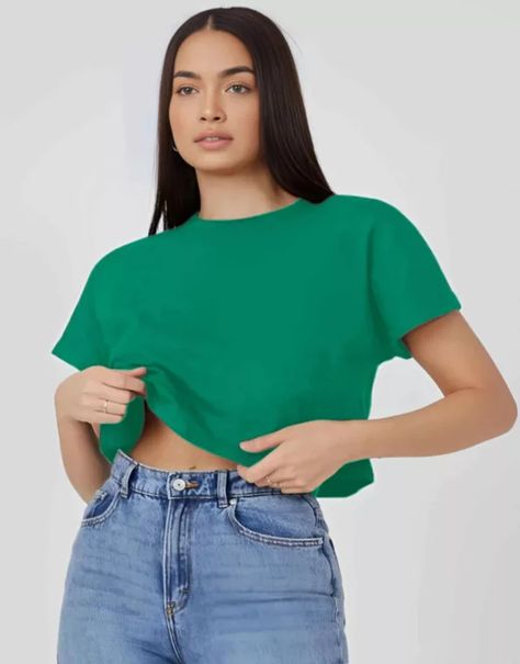 Crop Top For Women & Girls Semi Crop Top, Crop Top For Women, Crop Top Pattern, Women Dress Online, Trendy Crop Tops, Girls Crop Tops, Crop T Shirt, Collar Tshirt, Cute Crop Tops