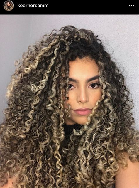 Chunky Highlights Curly Hair Curls, Blonde On Top Dark Underneath Curly Hair, Platinum Highlights Curly Hair, Blonde Highlights Curly Hair, Light Curls, Hair Color Orange, Highlights Curly Hair, Natural Curly Hair Cuts, Brown Curly Hair