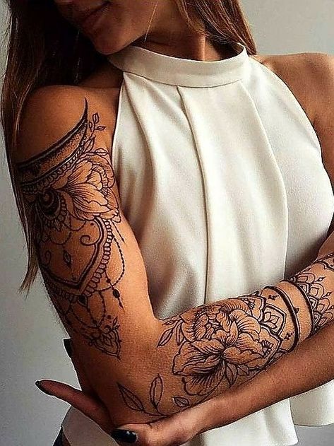 Sleeve Filler Ideas, Tattoo Sleeve Filler Ideas, Lace Sleeve Tattoos, Mandala Arm Tattoos, Sleeve Filler, Unique Half Sleeve Tattoos, Tattoo Sleeve Filler, 50 Tattoo, Arm Sleeve Tattoos For Women