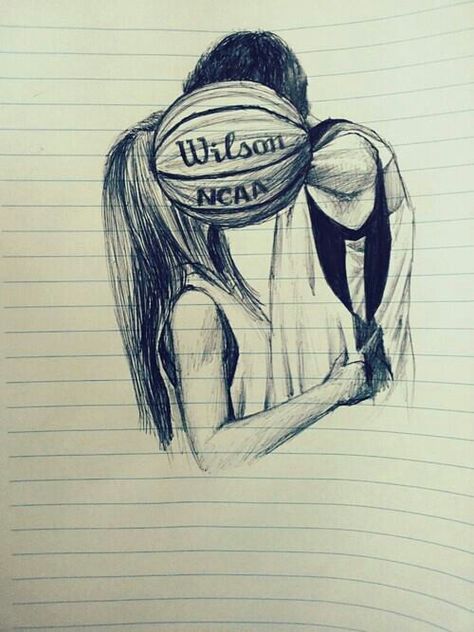 Aww basketball couple!! Relationship Drawings, Basketball Drawings, Ball Drawing, Drawing Faces, Cute Couple Drawings, Amazing Drawings, Wattpad Fanfiction, Sketches Easy, Couple Drawings