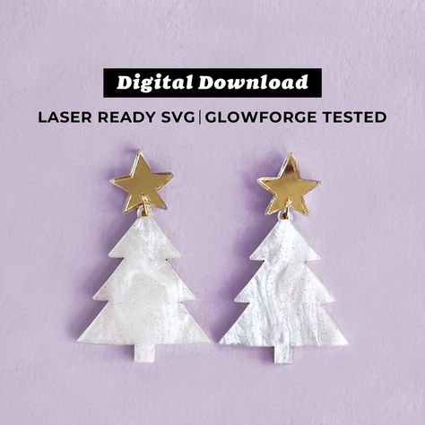 Get All My Files for $10/Month + All Files I Make in the Future: https://www.patreon.com/VicTacToe ◈ Christmas Tree Acrylic Earrings File – Digital Download ◈ Download the file and then make earrings with your laser cutter! THIS IS A DIGITAL DOWNLOAD. NO PHYSICAL ITEM WILL BE SHIPPED. DOWNLOAD INCLUDES: • SVG File • A directions file and a suggested material & Glowforge settings file • Info for where I purchased acrylic to make these earrings Earring Specs: Acrylic pieces top to bottom: 1.3 Glowforge Earrings Acrylic, Laser Cut Christmas Earrings, Laser Cut Acrylic Earrings, Acrylic Christmas Earrings, Glowforge Acrylic Projects, Laser Cut Earrings Acrylics, Glowforge Earrings, Acrylic Earrings Laser Cut, Glowforge Settings