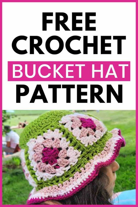 Granny Square Bucket Hat Pattern, Bucket Hat Pattern Free, Bucket Hat Crochet Pattern, Granny Square Bucket Hat, Start Crochet, Granny Square Pattern Free, 2023 Crochet, Bucket Hat Crochet, Bucket Hat Pattern