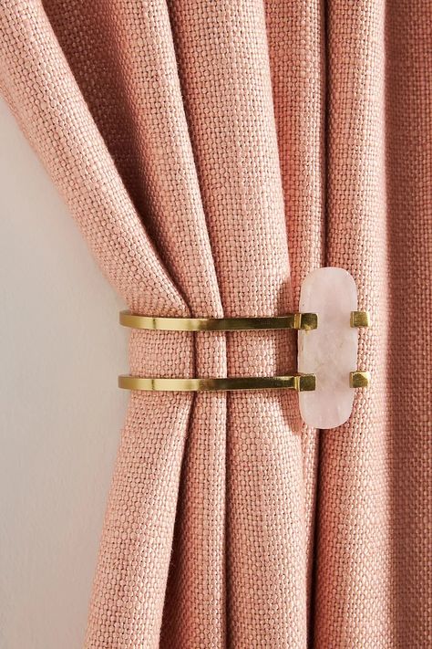 Maura Rose Quartz Tieback | Anthropologie Art Deco Curtains, Unique Curtains, Plain Curtains, Curtain Holder, Curtains Holdbacks, Stylish Curtains, Curtain Hardware, Curtain Ties, Window Drapes