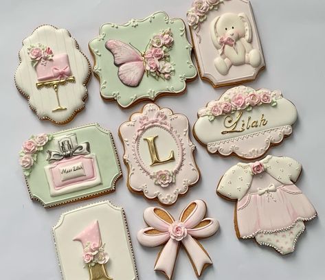 First Birthday Cookies, Snow Party, Her First Birthday, Baby Shower Treats, Cookie Connection, Pretty Cookies, Baby Cookies, Fancy Cookies