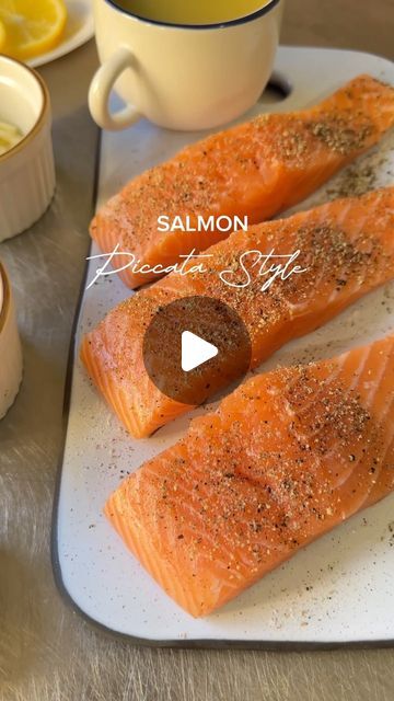 Sofia Misabishvili on Instagram: "This Salmon in-style Piccata recipe can be on the table in just 20 minutes! It starts with pan seared salmon that is served with a homemade lemony piccata sauce that is smooth and creamy. While some piccata recipes use heavy cream, i don’t think it’s necessary. It weighs down the sauce and dilutes that bright lemon sauce. Piccata generally refers to chicken or veal that is dredged in flour, then pan seared and served with a sauce made from lemon, capers, butter, and, often white wine or chicken broth. I love to make variations of Piccata as per protein in hand. This piccata recipe comes togteher faster than 20 minutes. It is one our favorite for weeknight dinner. •Salmon fillets 450 g •Garlic 2 cloves •Capers 2 tbsp •White Wine (optional) •Chicken Stock Cauliflower Rice Mashed Potatoes, Piccata Sauce, Dinner Salmon, Piccata Recipe, Pan Seared Salmon, Seared Salmon, Lemon Sauce, Pan Seared, Salmon Fillets