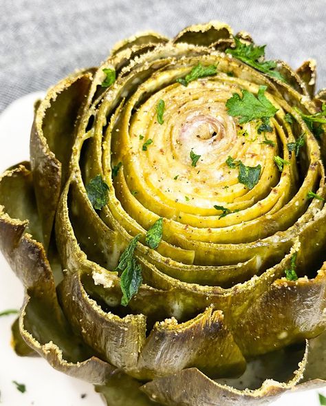 Roasted Artichokes, Baked Artichoke, Roasted Artichoke, Artichoke Recipes, Garlic Parmesan, Healthy Vegetables, Worth The Wait, Veggie Dishes, Roasted Garlic