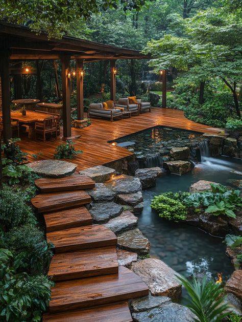 Easy Outdoor Projects, Serene Backyard, Dream Life House, Fantasy House, Wooden Decks, Dream Backyard, Forest House, Dream House Interior, Design Your Dream House