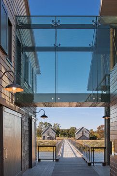 Glass bridge connects the two buildings #dreamhome #waterfront #bridge Photo Credit Maxwell Mackenzie Laundry Room Lighting Fixture, Laundry Room Lighting Ideas, Glass Walkway, Room Lighting Ideas, Glass Bridge, Laundry Room Lighting, Oyster House, Rustic Light Fixtures, Glass Structure