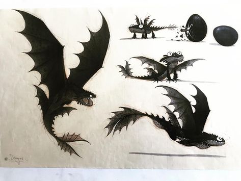 Nico Marlet, Httyd Concept Art, Night Fury Dragon, Httyd Art, Httyd Dragons, Dragon Pictures, Night Fury, Cute Dragons, Concept Art Drawing