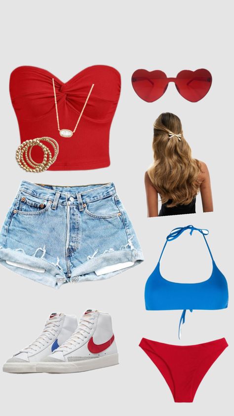 4th of July!!❤️🤍💙 Fourth Of July Halloween Costumes, Cute Red White And Blue Outfits, Red White And Blue Outfits Spirit Week, July 4th Aesthetic, 4th Of July Fits, Red White And Blue Outfits, White And Blue Outfits, Fourth Of July Outfits, Blue Outfits