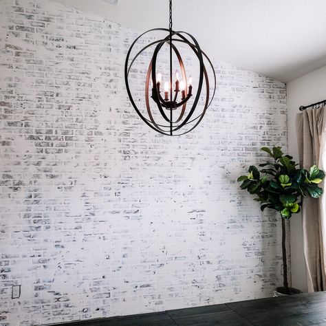 Painted Faux Brick Paneling, German Schmear Faux Brick Wall, Peel And Stick Wallpaper Brick Wall, Kitchen Faux Brick Wall, German Schmear Brick Kitchen, White Faux Brick Panels, White Faux Brick Wall, Faux Exposed Brick, Diy German Smear