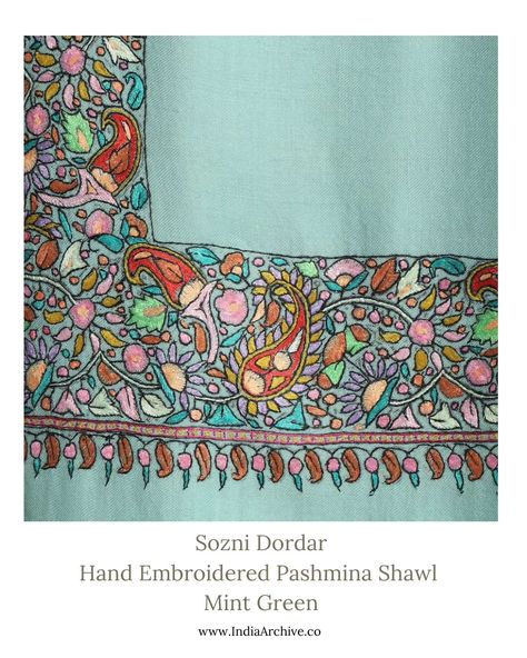 ✨Discover the elegance of our Sozni Dordar Hand Embroidered Pashmina Shawl in Mint Green. This shawl from the ANYA collection features intricate Sozni embroidery, handwoven from the finest Kashmiri Pashmina wool. Its detailed border embroidery with fine thread work in multiple shades makes it a standout piece. Fabric: 100% Pure Kashmiri Pashmina Color: Mint Green Collection: ANYA Style: Sozni Dordar Hand Embroidered Shawl #PashminaShawl #SozniEmbroidery #Handwoven #IndiaArchive #KashmiriC... Sozni Embroidery, Embroidered Shawl, Border Embroidery, Green Collection, Pashmina Shawl, Thread Work, Mint Green, Hand Embroidered, Shawl