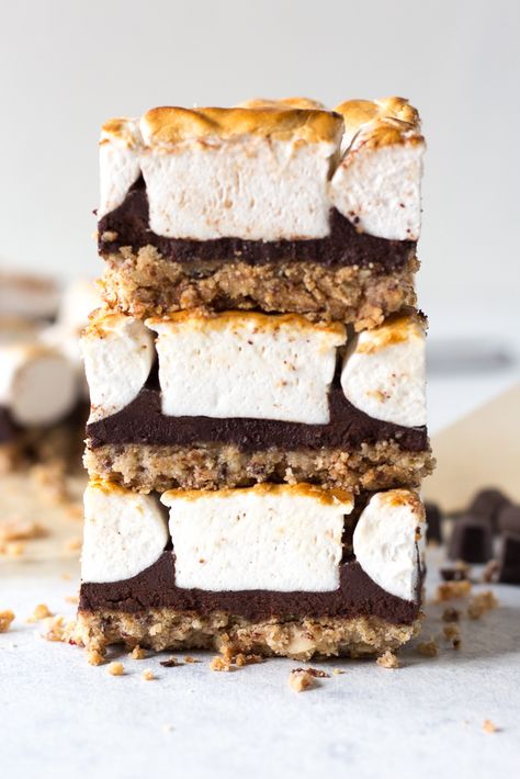 Dark Chocolate S'mores Bars - Flora & Vino Smores Alternative, Vegan Smores, Chocolate Smores, Gluten Free Marshmallows, Vegan Marshmallows, Chocolate Bites, Almond Crusted, Vegan Dark Chocolate, Corn Casserole