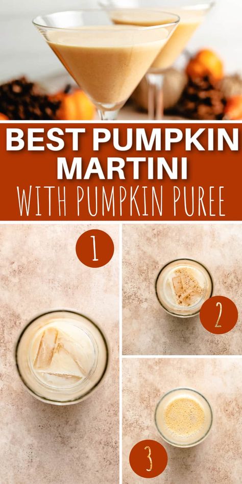 Our Pumpkin Martini is the perfect fall cocktail made with whipped cream vodka, pumpkin spice Irish cream liqueur, and pumpkin purée. Enjoy hints of pumpkin pie spice as you sip on this decadent martini recipe that's sure to be a hit at Thanksgiving dinners. It tastes like a piece of pumpkin pie in a glass! Pumpkin Martini Recipe Easy | Pumpkin Cocktail | Boozy Drinks | Yummy Drinks | Fall Cocktails | Beverages | Fall Drinks | Martini Recipes | Pumpkin Recipes | Pumpkin Martini Recipe Easy, Pumpkin Drinks Alcoholic, Fall Martini Recipes, Fall Martinis Recipes, Thanksgiving Martini, Pumpkin Martini Recipe, Pumpkin Cocktails, Christmas Martini Recipes, Martini Recipes Easy