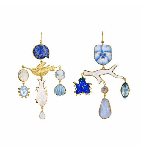 Grainne Morton | Birch and Branch Blue Charm Earrings Grainne Morton, Xmas 2024, Blue Charm, Eclectic Modern, Modern Jewellery, Modern Jewelry, Charm Earrings, Chanel, Blue