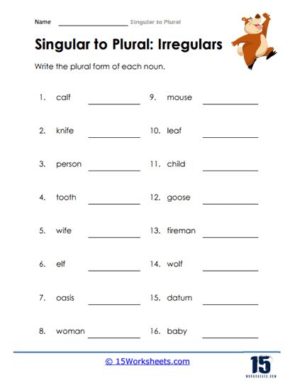 Regular And Irregular Nouns, Regular Nouns, Irregular Plural Nouns Worksheet, Irregular Nouns, Irregular Plurals, Holiday Science, Kindergarten Social Studies, Nouns Worksheet, Singular And Plural