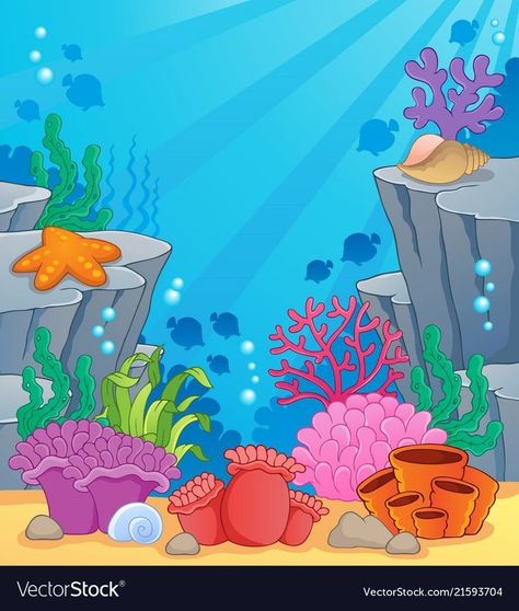 View Background, Underwater Cartoon, Spongebob Drawings, Animal Art Projects, Sea Illustration, Underwater Painting, Beautiful Flower Tattoos, School Wall Art, Cartoon Fish