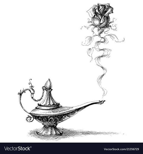 Genie Tattoo, Aladdin Tattoo, Taurus Bull Tattoos, Hip Tattoo Designs, Lamp Tattoo, Love Concept, Cup Tattoo, Bottle Tattoo, Genie Lamp