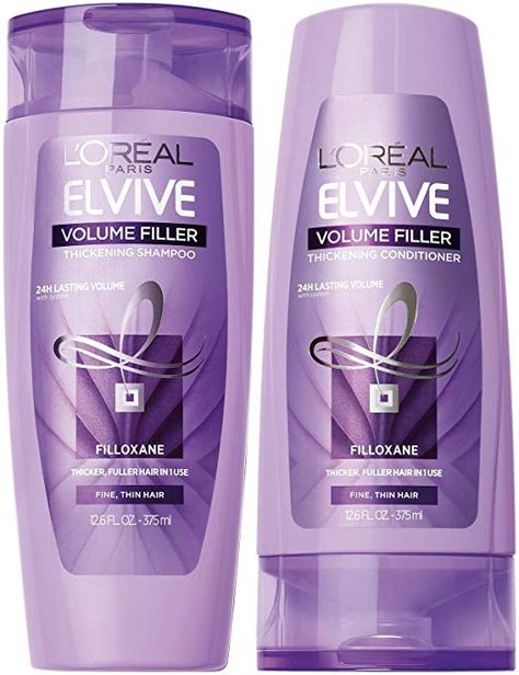 Elvive Shampoo, Loreal Shampoo, Shampoo For Fine Hair, Purple Shampoo And Conditioner, Thicker Fuller Hair, Shampoo And Conditioner Set, Body Shampoo, Thickening Shampoo, Volumizing Shampoo