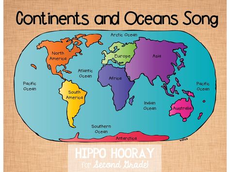 Continents/Ocean Song (and Video!) Araling Panlipunan, Oceans Song, 3rd Grade Social Studies, Continents And Oceans, Sistem Solar, 13 Colonies, The Continents, Teaching Geography, Homeschool Social Studies