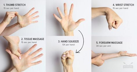 3-Minute Stretch & Massage for Hand Pain | Easy, Gentle Hand Therapy Exercises, Wrist Stretches, Memory Pictures, Wrist Pain, Hand Exercises, Text Messaging, Hand Pain, Knitting Tips, Hand Therapy