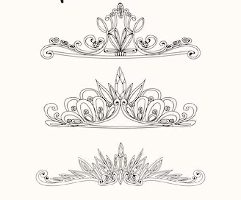 Tiara Design Drawing, Dainty Tiara Tattoo, Tiara Tattoos For Women, Simple Tiara Drawing, Female Crown Tattoo Design, Tiara Tattoo Small Simple, Tiara Sketch, Princess Tiara Tattoo, Tiara Drawing