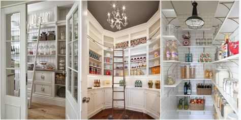 12 Impeccable Pantries Fit for a Dream House Dream House Pantry, Pantry Closet Design, Dream Pantry, House Pantry, Fancy Kitchens, Desain Pantry, Kitchen Pantry Design, A Ladder, Pantry Design