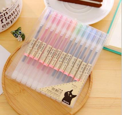 Amazon.com: Colorful Gel Pen [12 in a Pack] - 0.5 mm Fine Tip Pen with Non Toxic, Odor Free, Neutral Gel Ink. Office Stationery: Office Products Muji Aesthetic, Muji Pens, Cool Stationery, Pretty School Supplies, Gel Pens Coloring, Muji Style, Kawaii School, Cute Stationary School Supplies, Cute School Stationary