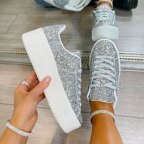 Wedge Trainers, White Wedges, Waiting List, Silver Shoes, Platform Wedges, Silver Glitter, Lemonade, Silver Color, Casual Looks