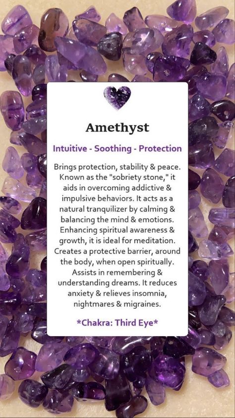 Amythest Crystals Meanings, Amythest Crystals, Ring Meaning, Crystals Meanings, Birth Stones Chart, Purple Stone Ring, Crystal Healing Chart, Healing Crystals Meanings, Crystal Guide