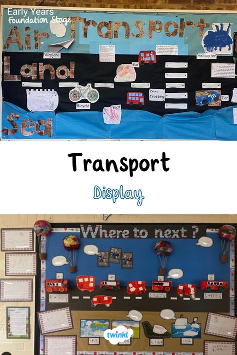 Transport crafts for kids. Thanks to @eyfs_displays_and_tuff_trays and Carey Hall Preschool. To download the transport lettering used click the pin. Transport Eyfs, Eyfs Displays, Ks1 Classroom, Transportation Theme Preschool, Eyfs Classroom, Early Years Foundation Stage, Eyfs Activities, Transportation Theme, Classroom Display