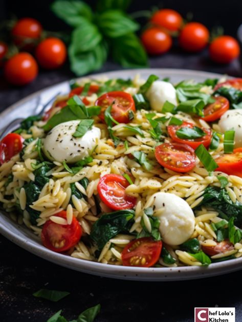 Fresh And Flavorful Caprese Orzo Salad Caprese Orzo Salad, Caprese Orzo, Orzo Salad Recipes, Tomatoes Mozzarella, Easy Pasta Salad Recipe, Orzo Salad, Tomato Mozzarella, Easy Pasta Salad, Refreshing Salad