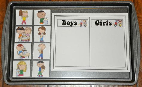 Ice Cream Girls or Boys Sort Cookie Sheet Activity-- The Ice Cream Girls or Boys Sort Cookie Sheet Activity is an ice cream themed cookie sheet activity. In this activity, students sort the "ice cream" girls and boys by gender. Cookie Sheet Activities, Pronoun Activities, Earth Day Projects, Bilingual Classroom, Kindergarden Activities, Toddler Education, Preschool Speech, Early Learning Activities, Small Group Activities