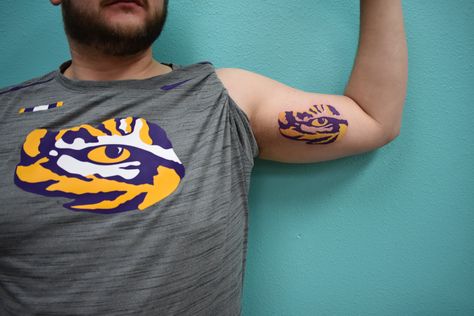 LSU logo by geno Lsu Tattoo Ideas, Lsu Tattoo, Lsu Logo, Tattoo Ideas, I Hope, Tattoos, ? Logo, Women's Top, T Shirt