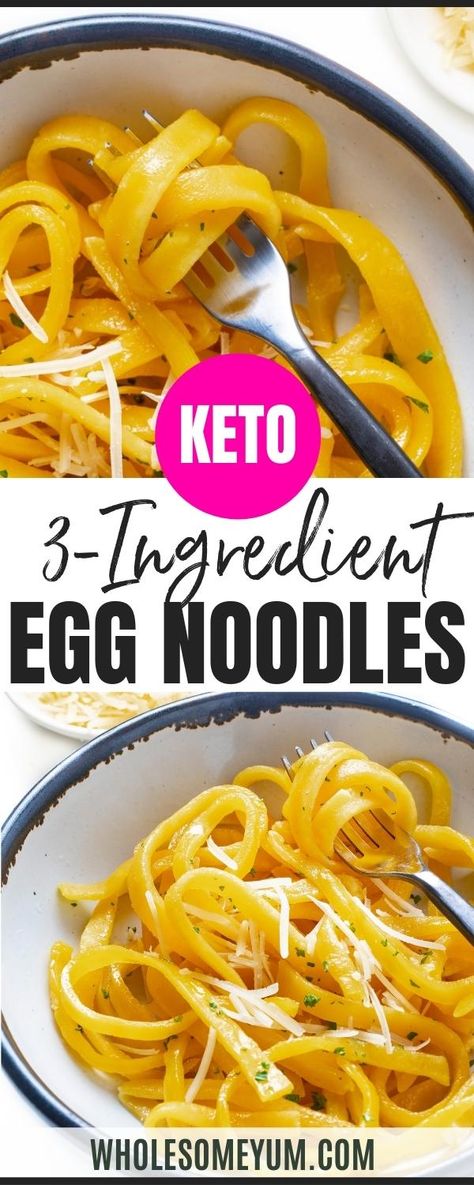 Keto Egg Noodles, Keto Pasta Noodles, Low Carb Pasta Recipes, Keto Pasta Recipe, Keto Noodles, Egg Noodle Recipes, Keto Pasta, Low Carb Noodles, Wholesome Yum