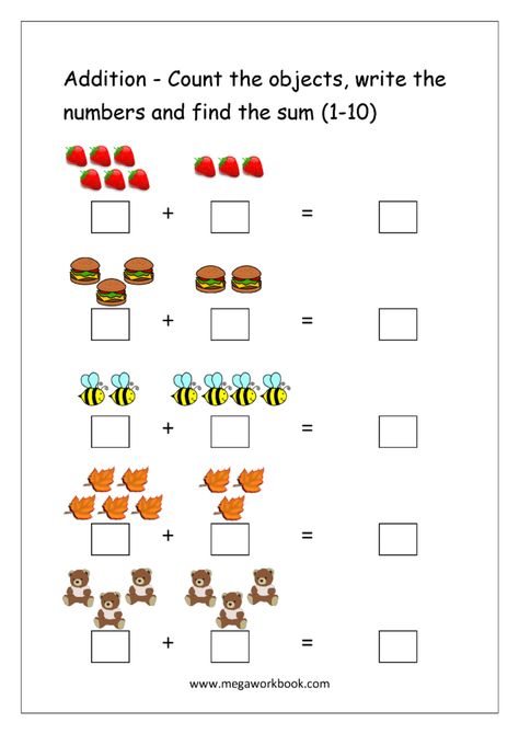 Counting Addition Worksheets Homework Kindergarten, Basic Addition Worksheets, Basic Math Worksheets, Free Addition Worksheets, Matematik Prasekolah, Kertas Kerja Prasekolah, Kindergarten Math Worksheets Addition, Kindergarten Math Free, Kindergarten Math Worksheets Free