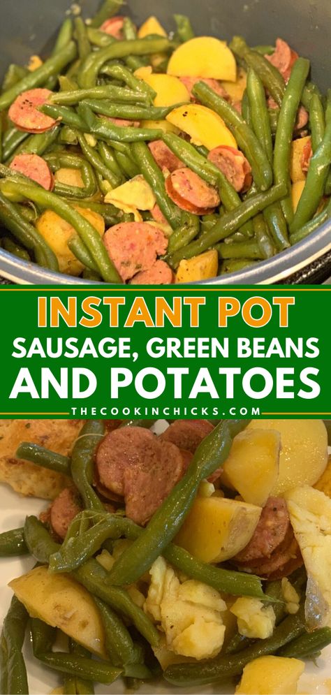 Busy schedules call for the perfect weeknight meal! This one-pot dinner is ready in under 10 minutes. So flavorful with a kick of heat, this Instant Pot Sausage, Green Beans, and Potatoes is a winner. Find yourself turning to this pressure cooker recipe again and again! Green Beans Pressure Cooker, Green Beans Instant Pot, Sausage Potatoes And Green Beans, Sausage Potatoes Green Beans, Kielbasa Potatoes, Green Beans Easy, Sausage And Green Beans, Beans Instant Pot, Kielbasa And Potatoes