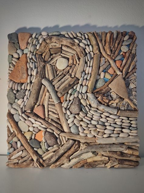 Mosaic made from driftwood and pebbles from beaches on island Krk, Croatia Driftwood Mosaic, Krk Croatia, Mums Garden, Driftwood Creations, Mosaic Garden Art, Teen Art, Mosaic Garden, Sticks And Stones, Driftwood Art