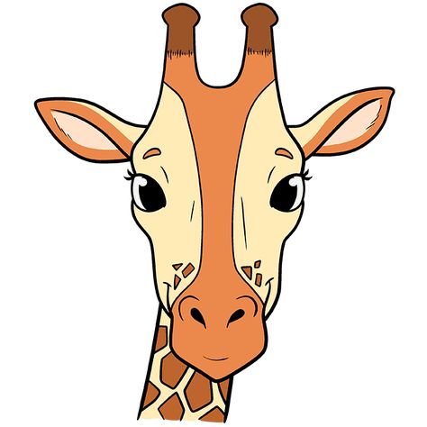 Giraffe Head Drawing, Easy Giraffe Drawing, Draw Neck, Side Face Drawing, Giraffe Ears, Giraffe Face, Simple Face Drawing, Giraffe Neck, Giraffe Drawing