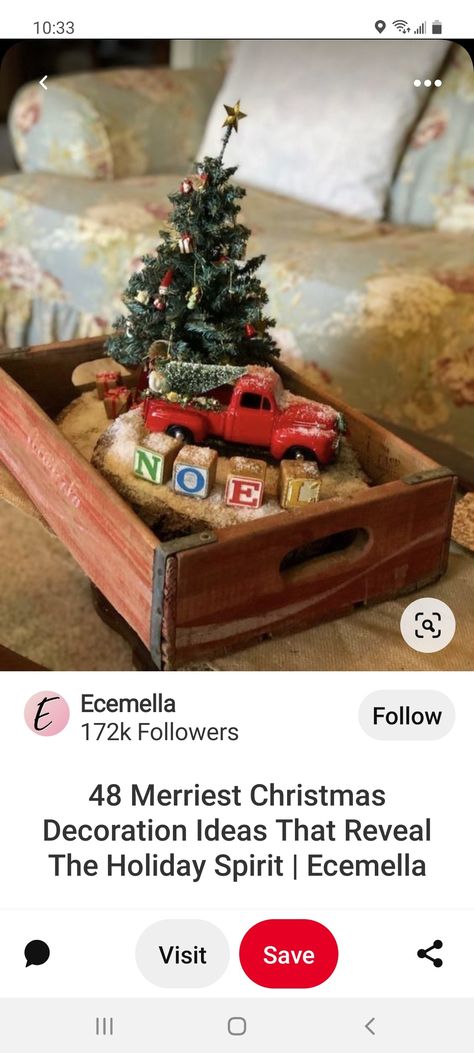 Truck Diy, Christmas Centerpieces Diy, Merry Christmas Decoration, Red Truck, Diy Table, Christmas Centerpieces, Christmas Pictures, Diy Christmas Gifts, Diy Christmas