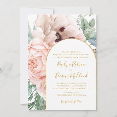 $1.98 | Elegant Blush Floral Garden | Traditional Wedding #boho watercolor rose gold foil, simple eucalyptus sage green spring, modern luxury blush pink botanical, elegant printed wedding, floral traditional wedding, greenery wedding stationery, fancy minimalist peach champagne flower, unique neutral poppy wildflower frame, blush minimal beige cream winter, chic arch garden summer fall Rose Minimalist, Casual Wedding Invitations, Champagne Flowers, Wedding Invitation Size, Traditional Wedding Invitations, Foil Wedding Invitations, Green Spring, Pink Spring, Color Champagne