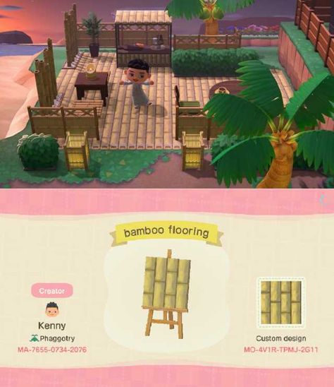 Acnh Bamboo Design Code, Acnh Railing Design Code, Animal Crossing Bamboo Path, Acnh Bamboo Code, Bamboo Animal Crossing, Acnh Bamboo Path, Zen Garden Animal Crossing, Tropical Path, Acnh Summer