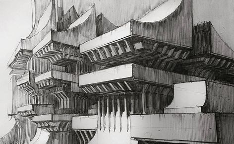 Pen Sketchbook, Le Corbusier Architecture, Architect Building, Brutalism Architecture, October Art, Building Sketch, Architecture Concept, Architecture Concept Drawings, Art Deco Buildings