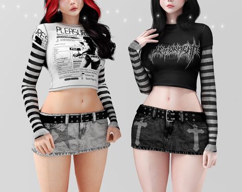 ☆Starry girly set☆  New mesh  Base game  All lods  compatible HQ  Custom thumbnail!  21/ 28/10  swatches  TOS  Do not claim as... Nana Clothes, Ts4 Clothes, Sims 4 Hair Male, Sims 4 Anime, Tumblr Sims 4, Alt Outfits, Sims 4 Characters, Sims 4 Mm, Los Sims