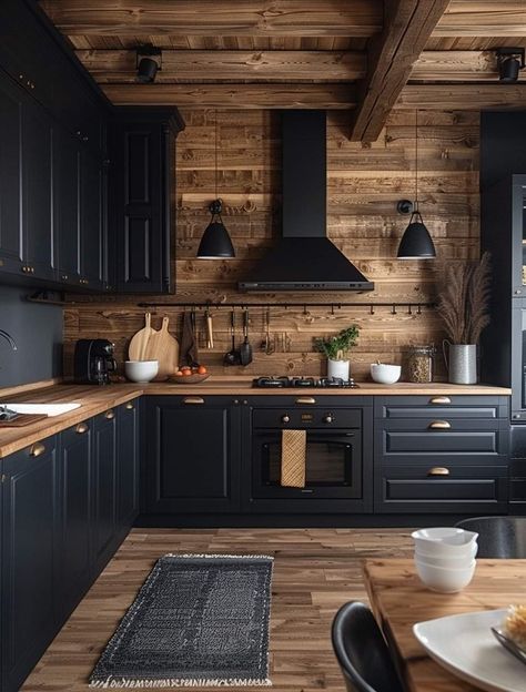 Farmhouse Kitchen Design, Cabin Kitchens, Cozy Kitchen, Kitchen Inspiration Design, Kitchen Style, Rustic Kitchen, Diy Kitchen, Home Decor Kitchen, Interior Design Kitchen