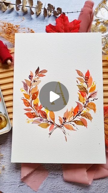 Joly Poa on Instagram: "One of my favorite autumn paintings 🍁🍂 What's your favorite part of autumn?  You can find this in my @skillshare class called Paint Fall Florals and Foliage with Gold Accents   #skillshare #watercolorautumn #autumnleaves #autumn2024 #watercolorwreath #watercolortutorial #botanicalart" Watercolor Guide, Fall Instagram, Autumn Watercolor, Watercolor Border, Botanical Line Drawing, Wild Baby, Art Hub, Fall Watercolor, Wreath Watercolor